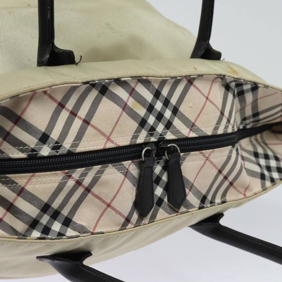 BURBERRY Nova Check Blue Label Hand Bag Nylon Beige Auth 81676 - Picture 9 of 16
